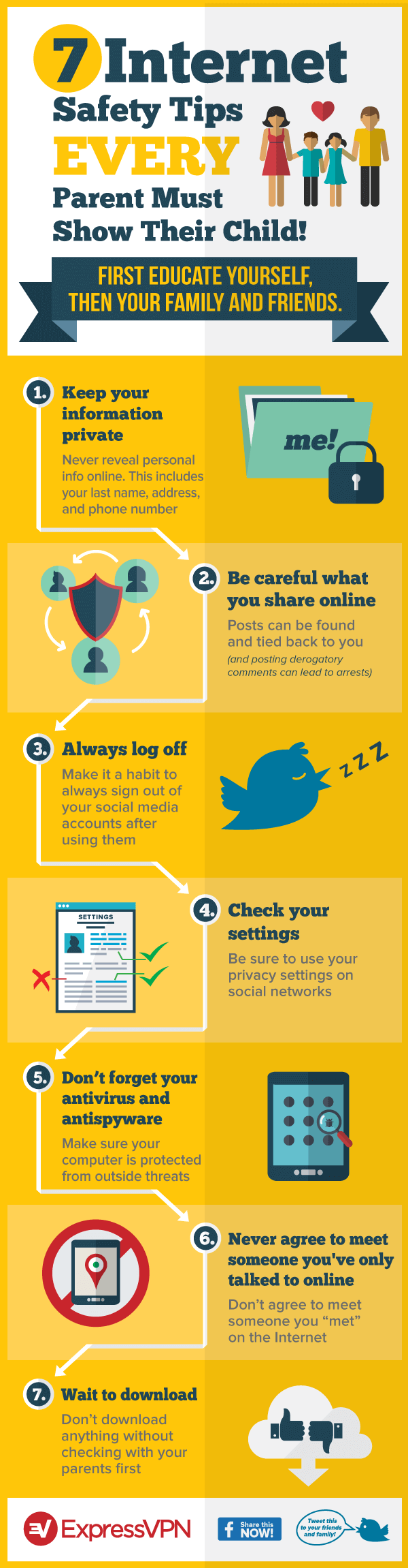7 internet safety tips every parent must show their child - infographic