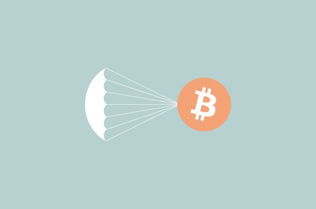 bitcoin logo with parachute