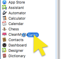drag safari to cleanmymac3