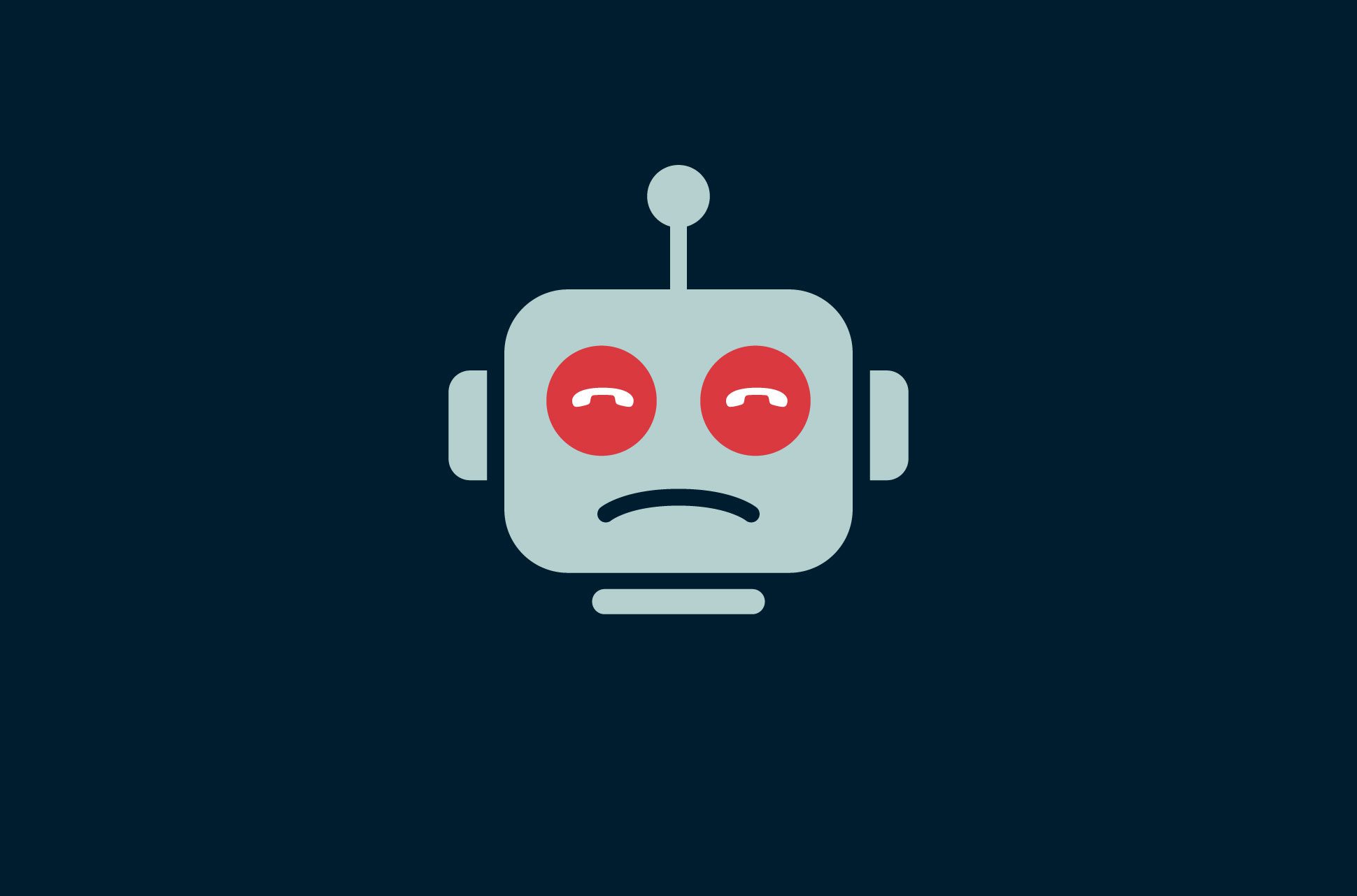 Robot with call symbols for eyes.