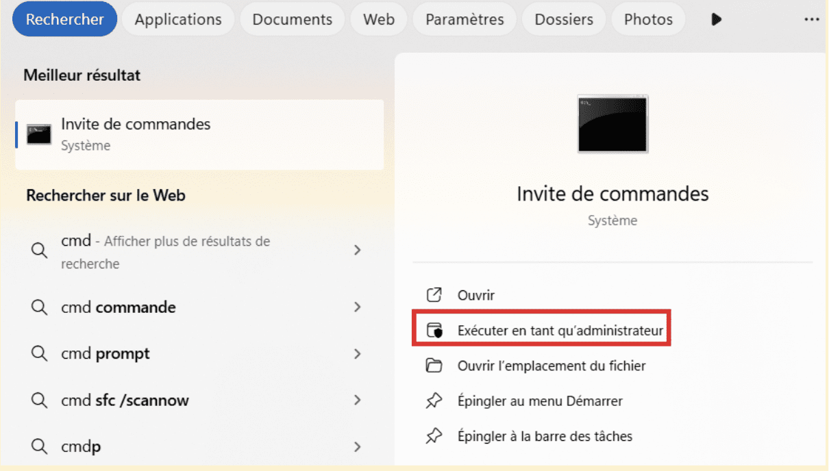 invite de commandes Windows