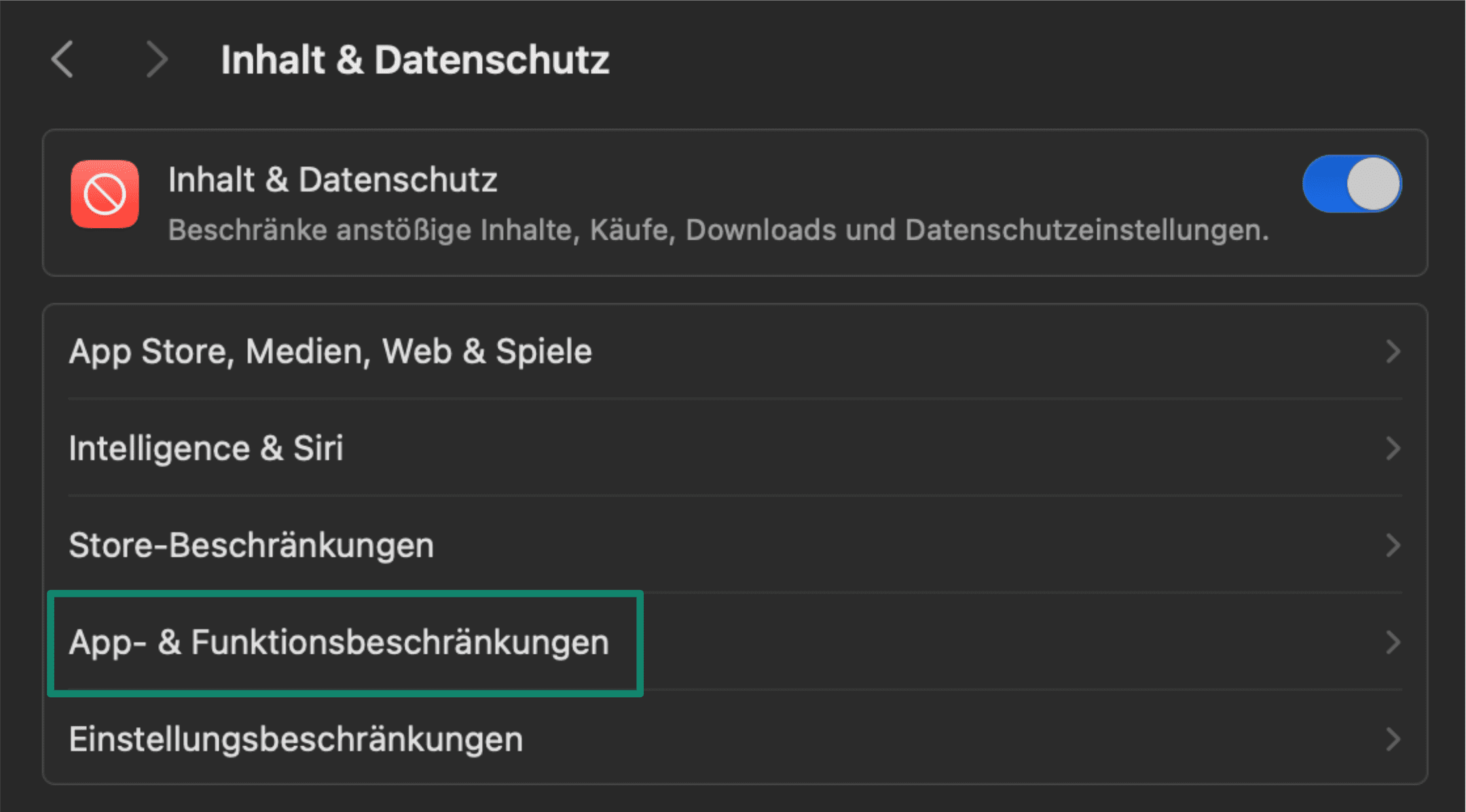 Go To App Feature Restrictions De