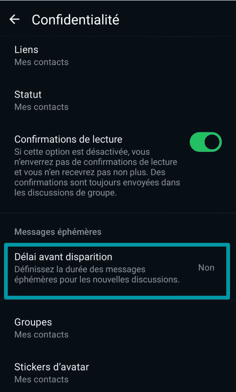 Tap Default Message Timer Fr