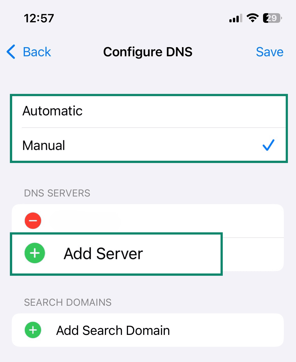 iOS allows you to remove and add multiple DNS servers for robust internet functionality and failsafes.