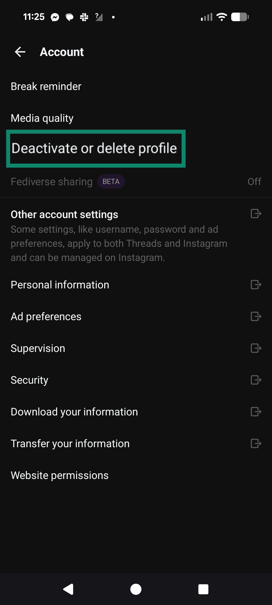 Choose Deactivate or delete profile.