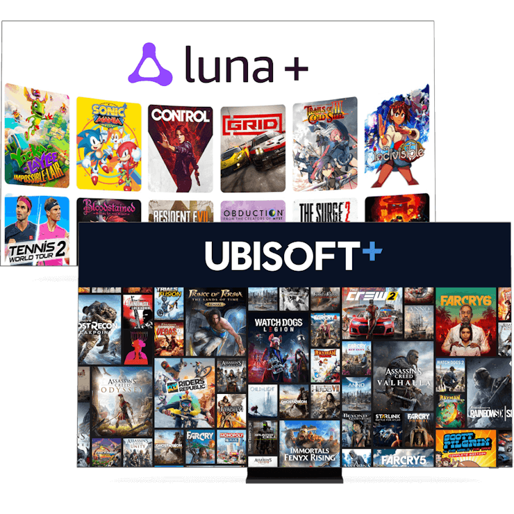 Amazon Luna+ и Ubisoft+ гейминг конзоли.