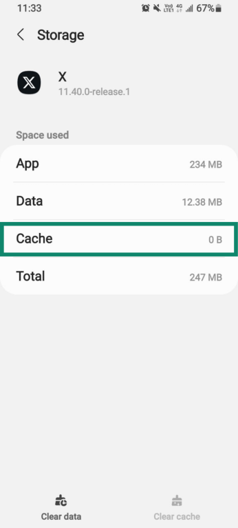 Clear cache in app settings on Android.