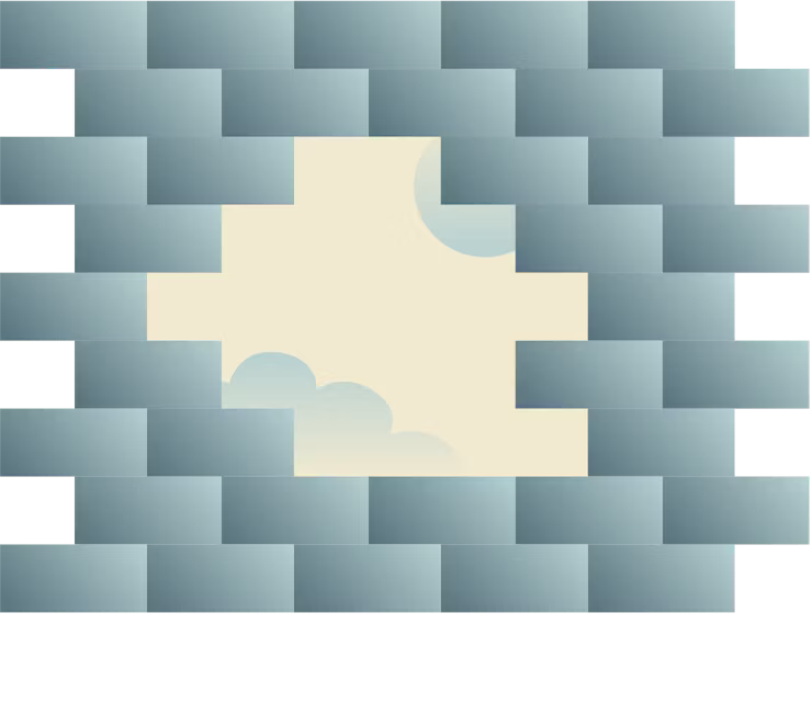 Doorgebroken stenen muur.