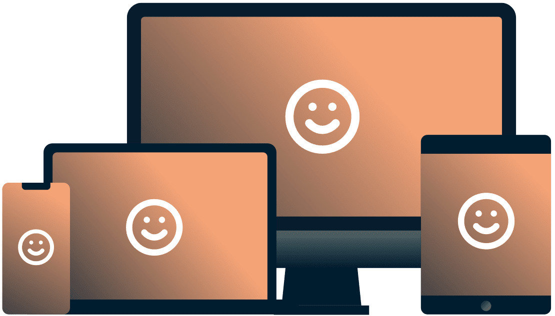 Różne urządzenia z uśmiechniętymi buźkami na nich.