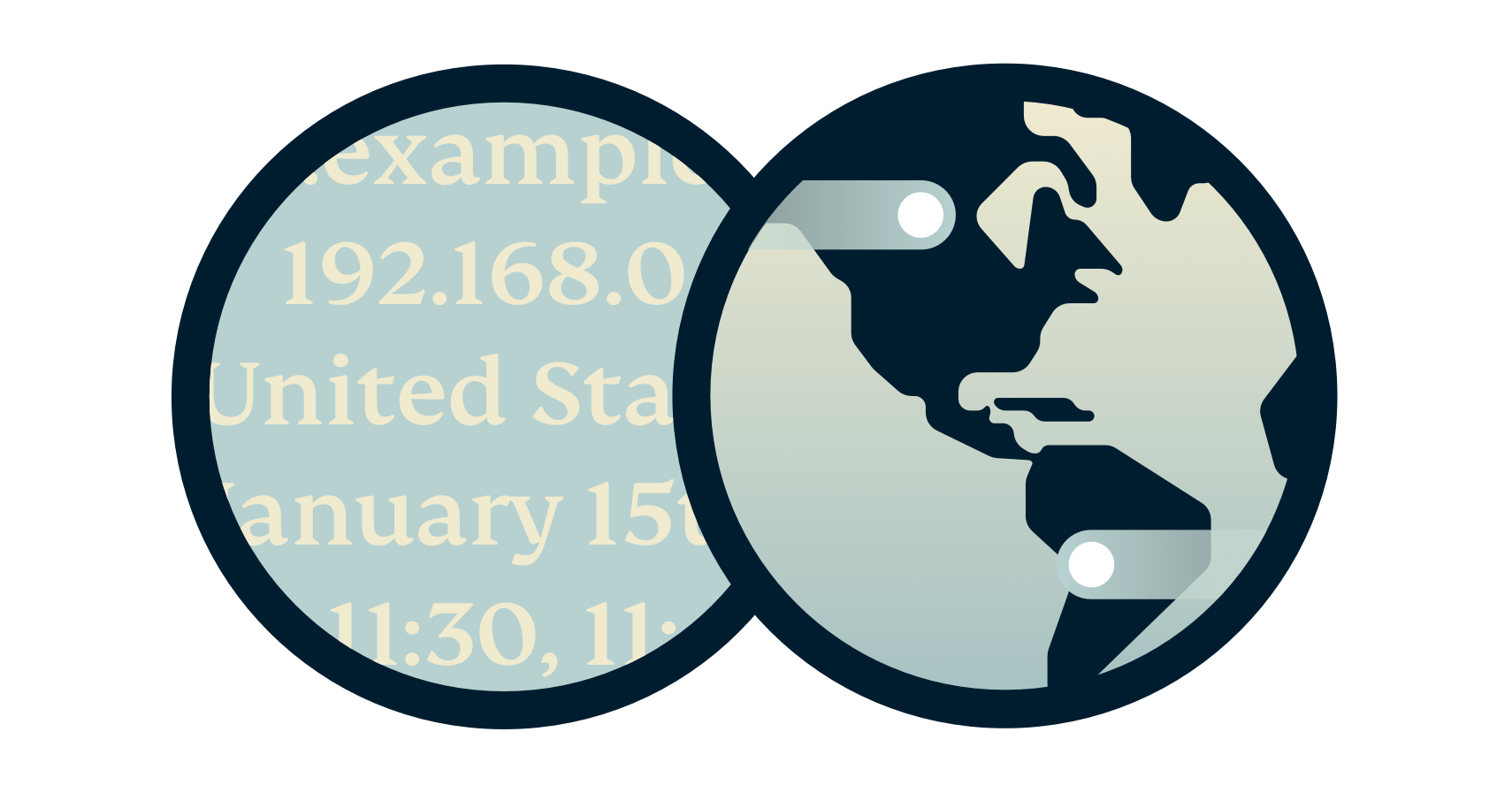 Глобус рядом с IP-адресами и URL-адресами.