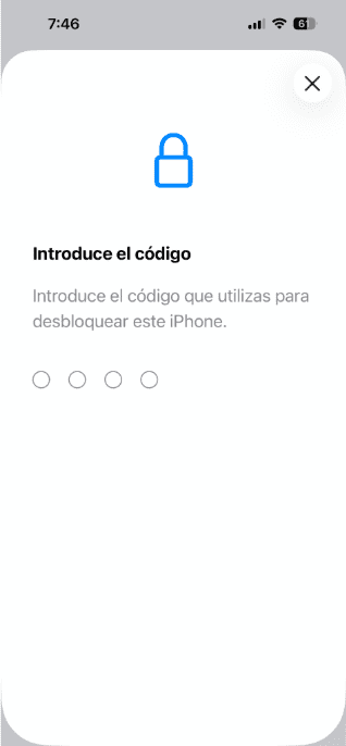 iPhone prompt asking the user to enter their device passcode.