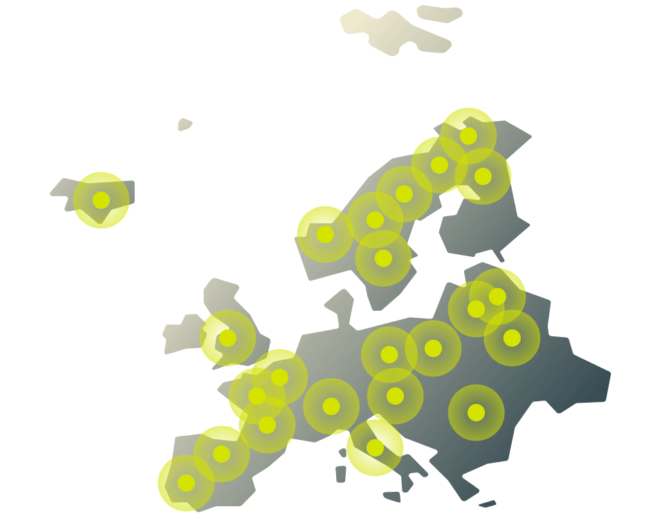 Opret forbindelse til snesevis af europæiske serverplaceringer med ExpressVPNs enorme globale netværk.