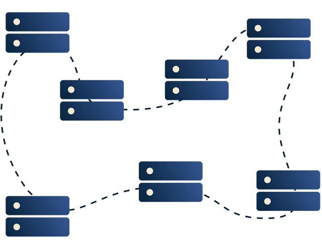 Серверы, соединенные друг с другом.