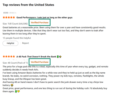 The Verified Purchase badge on Amazon.