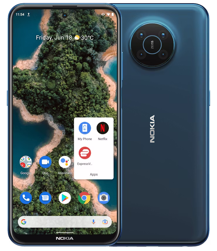 ExpressVPN-app, der vises på Nokia XR20-smartphone-startskærmen.