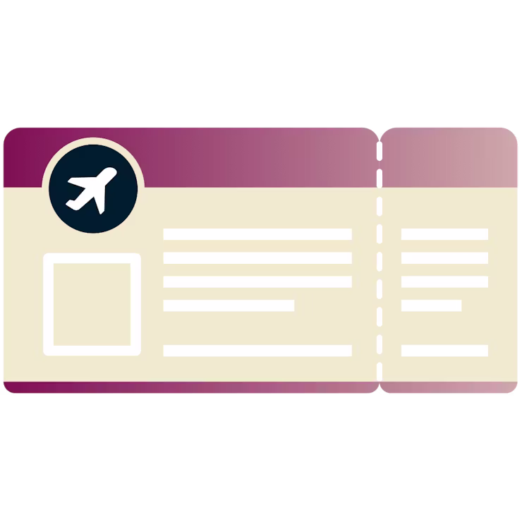 Carte d'embarquement avec le symbole de l'avion.