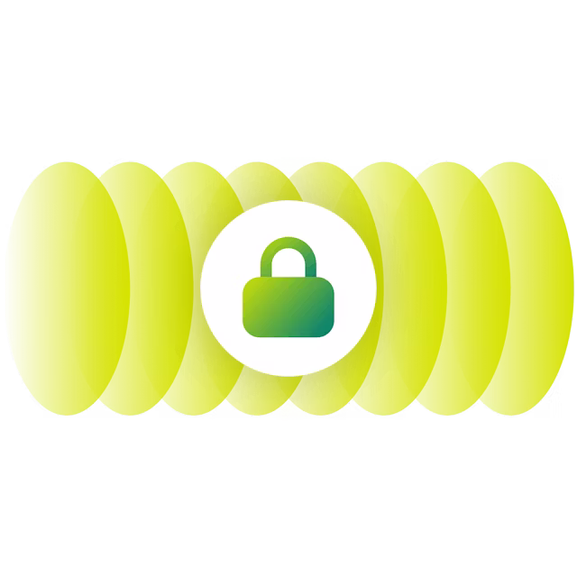 Üzerinde güvenli bir kilit olan yeşil dalgalanma.