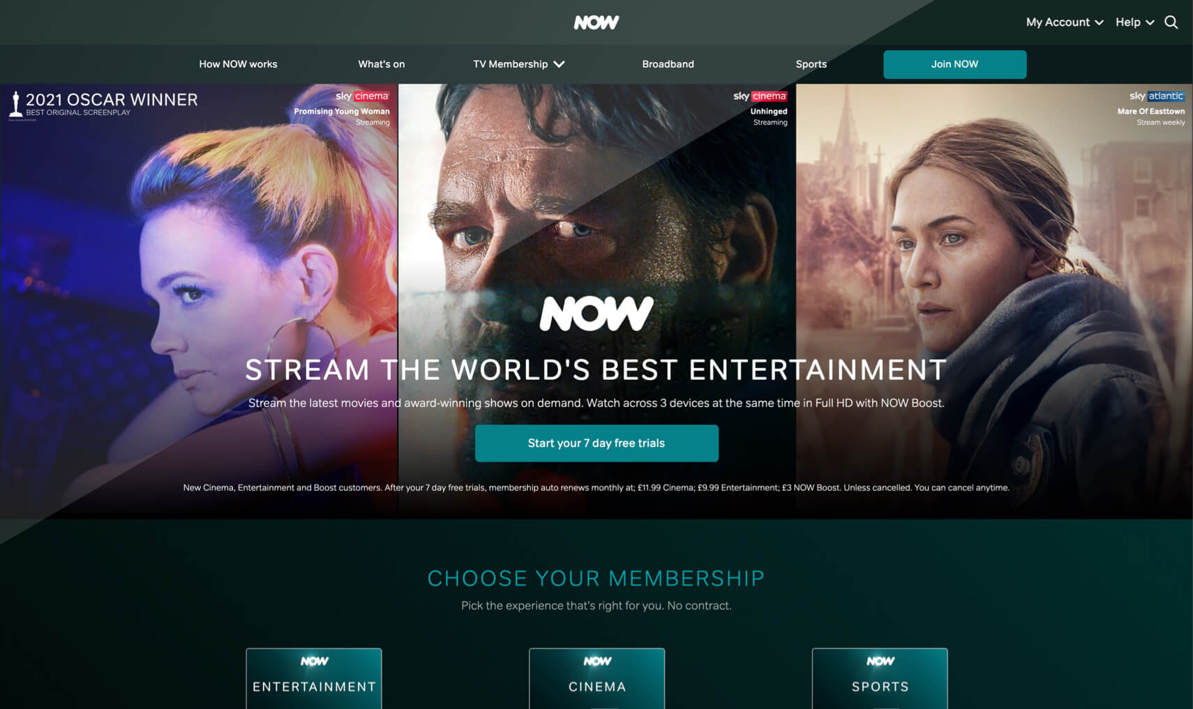 Now TV -näyttökuva