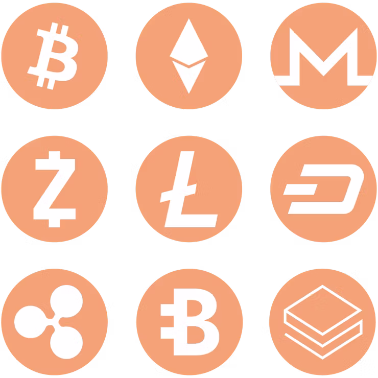 Cryptovaluta coins. Neem een VPN voor cryptohandel.