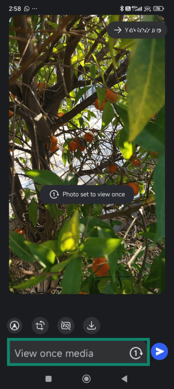 The image settings are now set as view-once.
