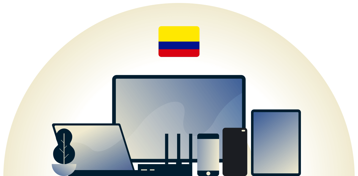 VPN de Colombia protegiendo una variedad de dispositivos.