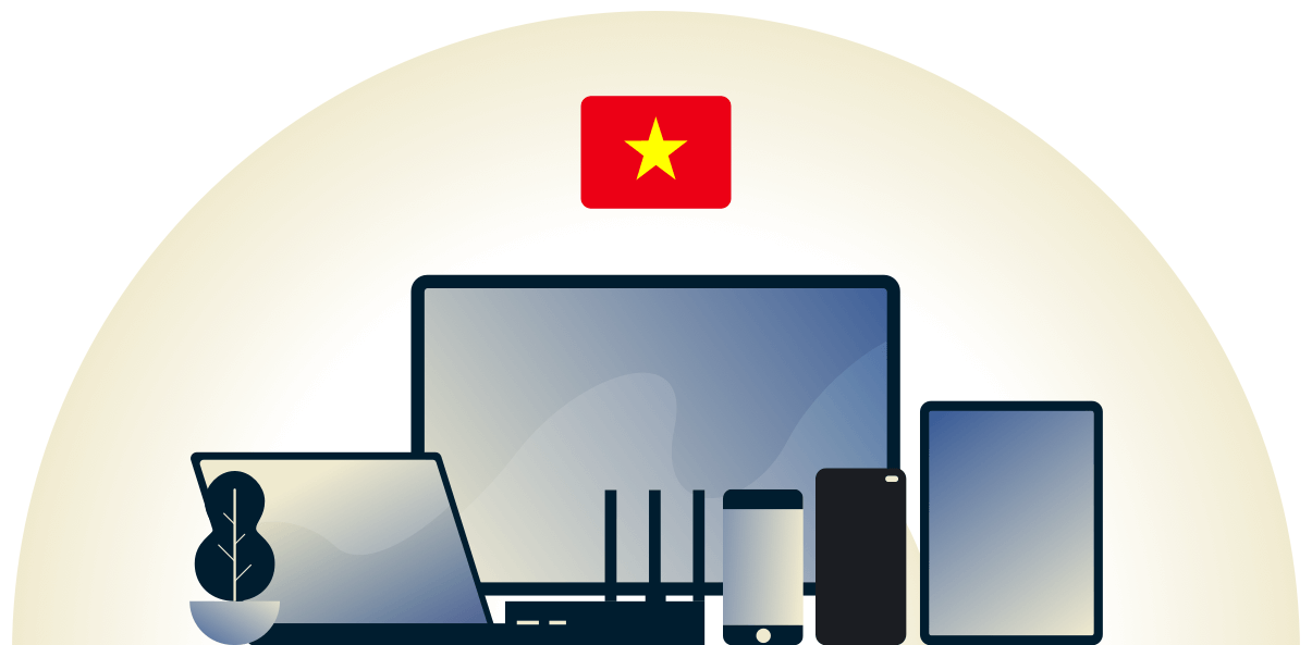 Vietnam VPN protégeant une variété d'appareils.