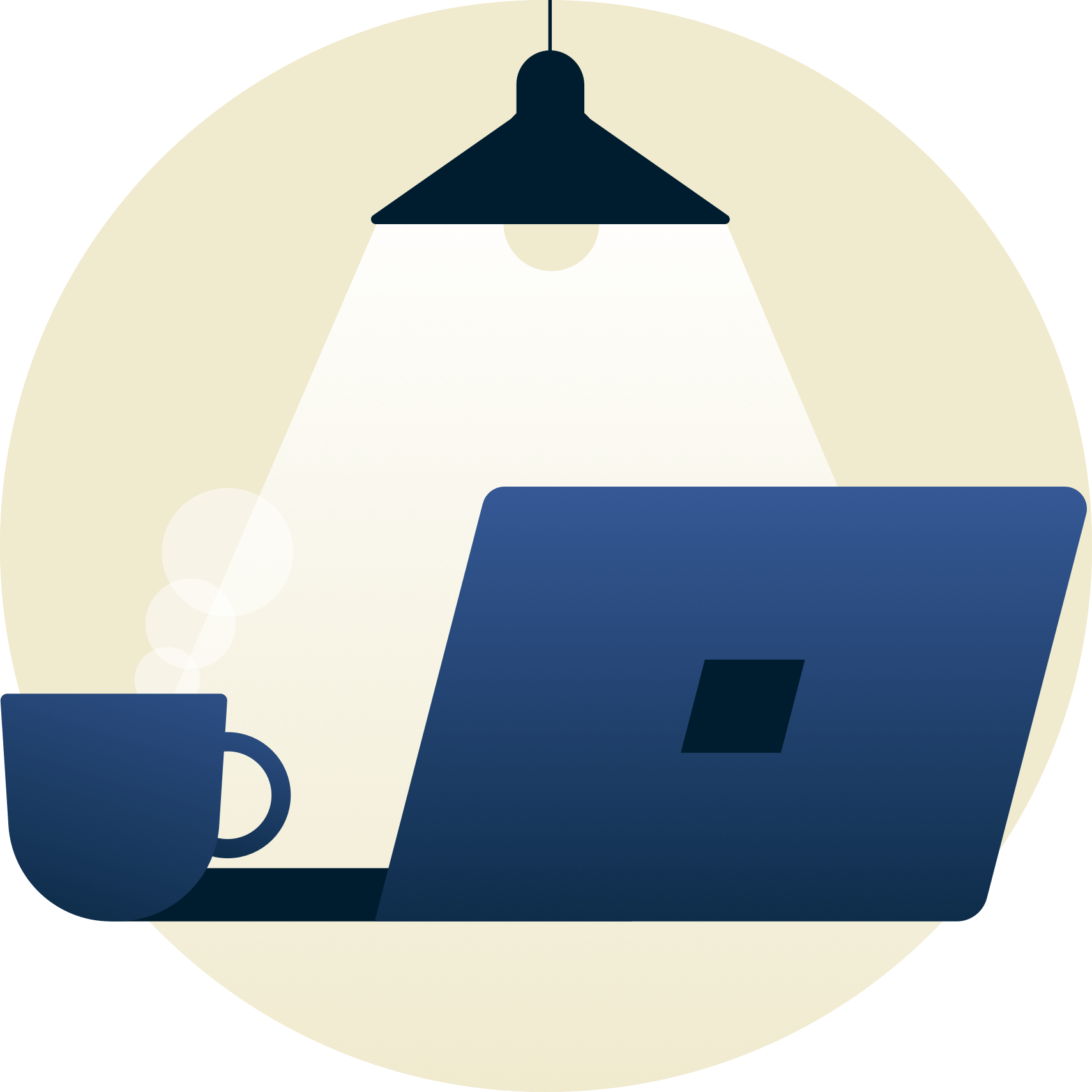 Lâmpada a brilhar num portátil virada para longe de ti.