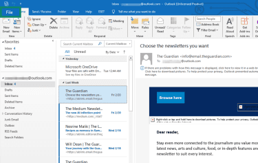 "File" option highlighted in Outlook Classic.