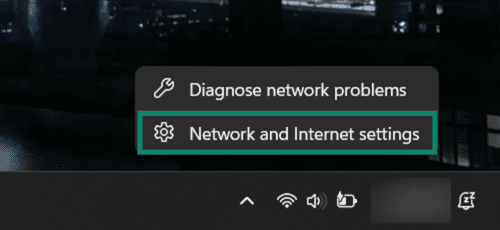 Accessing network settings on Windows.