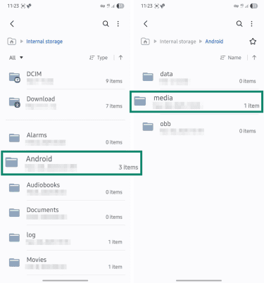 Android media files menu.